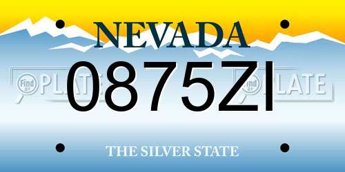 0875ZI Nevada License Plate