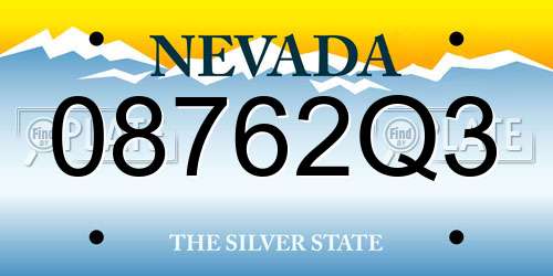 08762Q3 Nevada License Plate