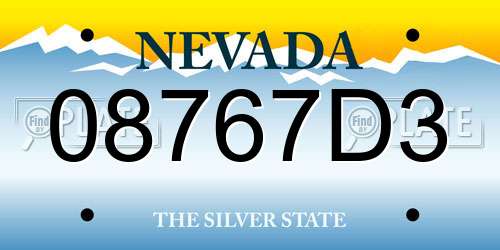 08767D3 Nevada License Plate