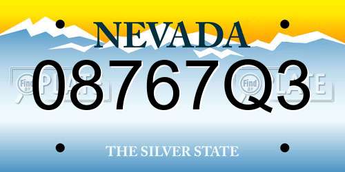 08767Q3 Nevada License Plate