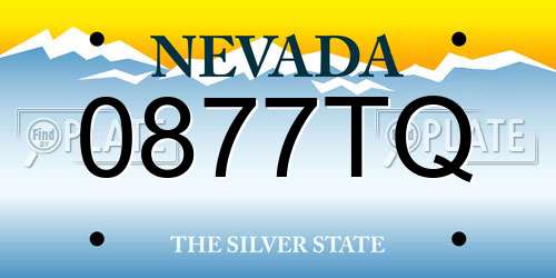0877TQ Nevada License Plate
