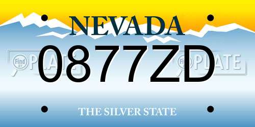 0877ZD Nevada License Plate