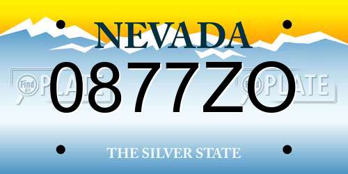 0877ZO Nevada License Plate