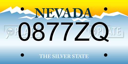 0877ZQ Nevada License Plate