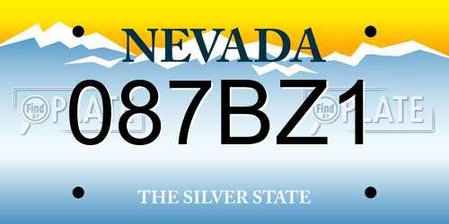 087BZ1 Nevada License Plate