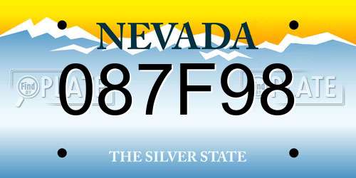 087F98 Nevada License Plate
