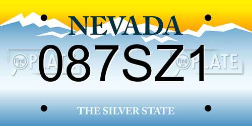 087SZ1 Nevada License Plate