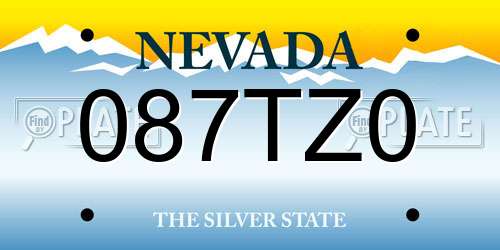 087TZ0 Nevada License Plate
