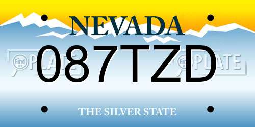 087TZD Nevada License Plate