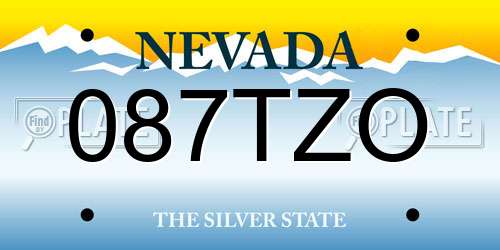 087TZO Nevada License Plate