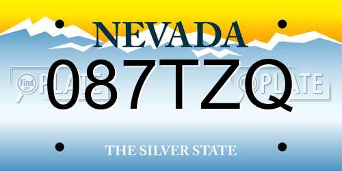 087TZQ Nevada License Plate