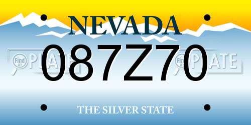 087Z70 Nevada License Plate