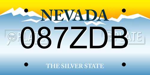 087ZDB Nevada License Plate