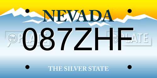 087ZHF Nevada License Plate