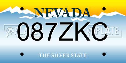087ZKC Nevada License Plate