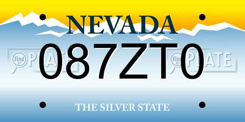 087ZT0 Nevada License Plate
