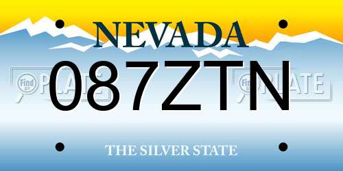 087ZTN Nevada License Plate