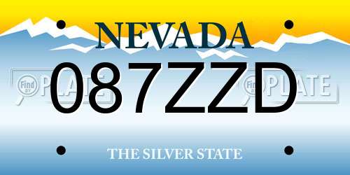 087ZZD Nevada License Plate