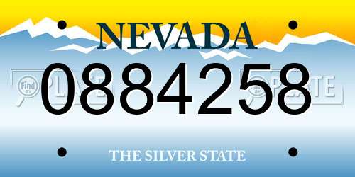 0884258 Nevada License Plate