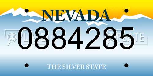 0884285 Nevada License Plate