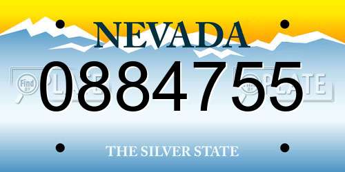 0884755 Nevada License Plate