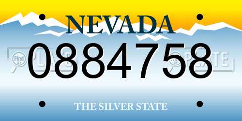 0884758 Nevada License Plate