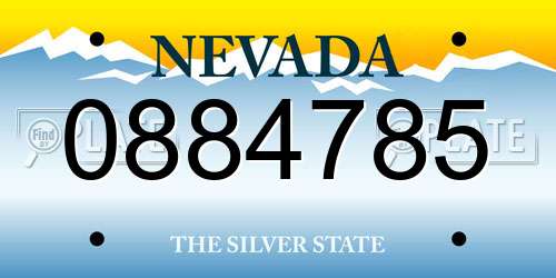 0884785 Nevada License Plate