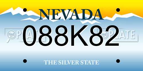 088K82 Nevada License Plate