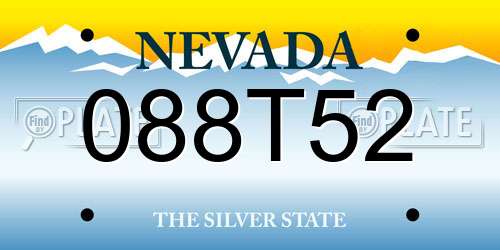 088T52 Nevada License Plate