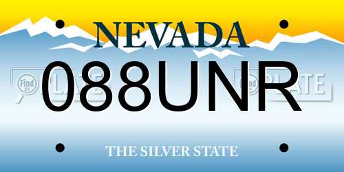 088UNR Nevada License Plate