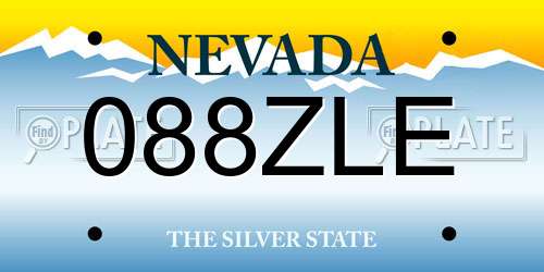 088ZLE Nevada License Plate