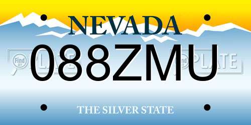 088ZMU Nevada License Plate