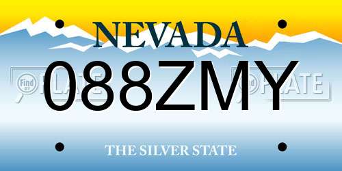 088ZMY Nevada License Plate
