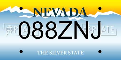 088ZNJ Nevada License Plate