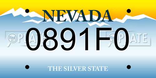 0891F0 Nevada License Plate