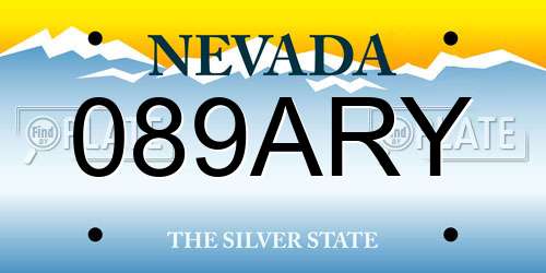 089ARY Nevada License Plate