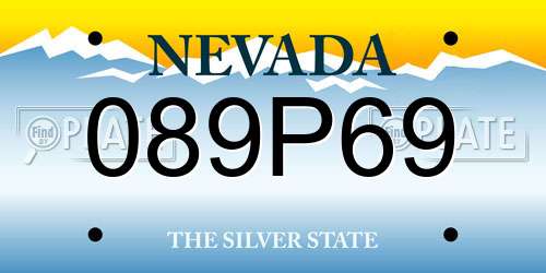 089P69 Nevada License Plate