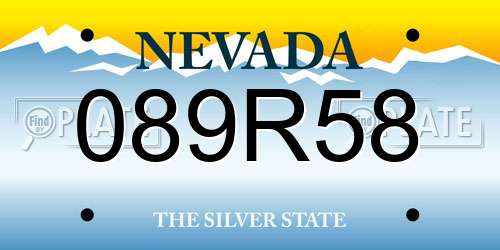 089R58 Nevada License Plate