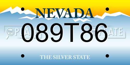 089T86 Nevada License Plate