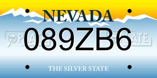 089ZB6 Nevada License Plate