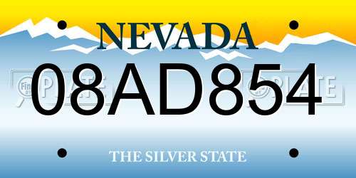 08AD854 Nevada License Plate