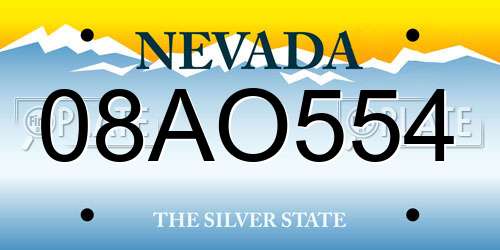 08AO554 Nevada License Plate