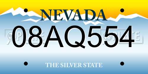 08AQ554 Nevada License Plate