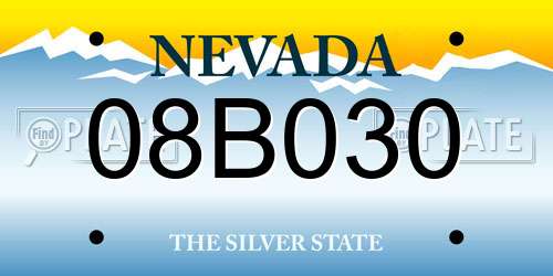08B030 Nevada License Plate