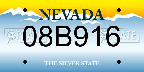 08B916 Nevada License Plate