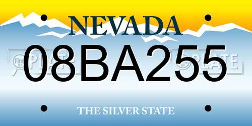 08BA255 Nevada License Plate
