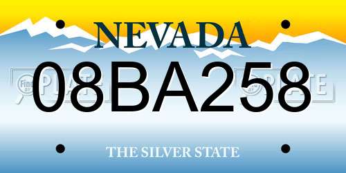 08BA258 Nevada License Plate
