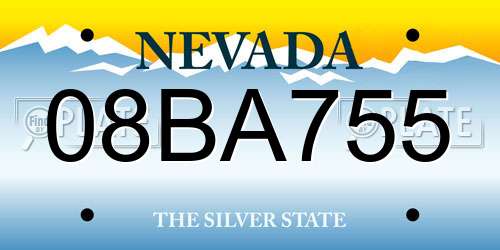 08BA755 Nevada License Plate