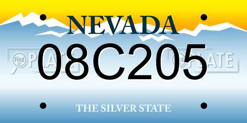 08C205 Nevada License Plate