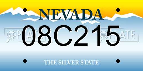 08C215 Nevada License Plate
